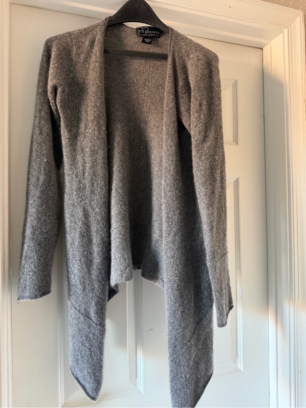 Philosophy 100% Cashmere Gray Waterfall Cardigan Size L